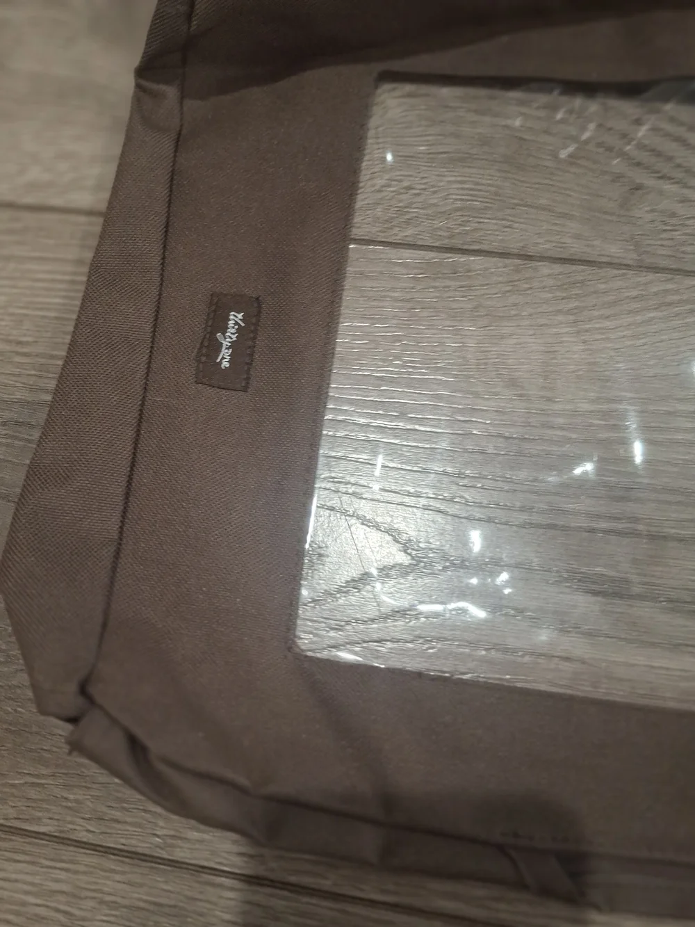 Thirty-One Large Utility Tote Lids Set of 2 Brown & Black Clear Window Covers